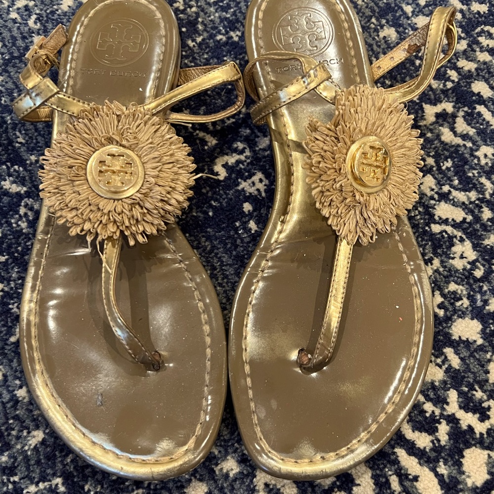 Vintage Tory Burch Gold Flower Sandal